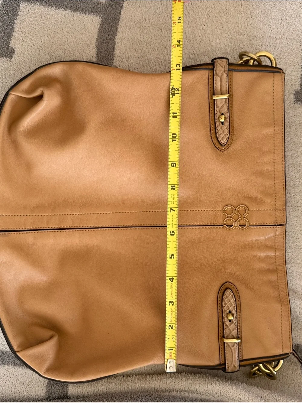 Coach Tan Leather Hobo Bag with Gold-Tone Hardware